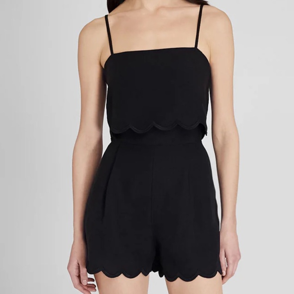 Club Monaco Black Scalloped Jumpsuit